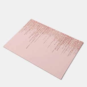Luxuriöse Pink Rose Gold Funkelnd Glitzer Fringe Fußmatte