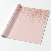 Luxuriöse Pink Rose Gold Funkelnd Glitzer Fringe Geschenkpapier (Ungerollt)