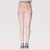 Luxuriöse Pink Rose Gold Funkelnd Glitzer Fringe Leggings (Vorderseite)