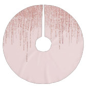 Luxuriöse Pink Rose Gold Funkelnd Glitzer Fringe Polyester Weihnachtsbaumdecke (Vorderseite)