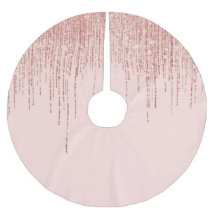 Luxuriöse Pink Rose Gold Funkelnd Glitzer Fringe Polyester Weihnachtsbaumdecke