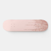 Luxuriöse Pink Rose Gold Funkelnd Glitzer Fringe Skateboard (Horizontal)