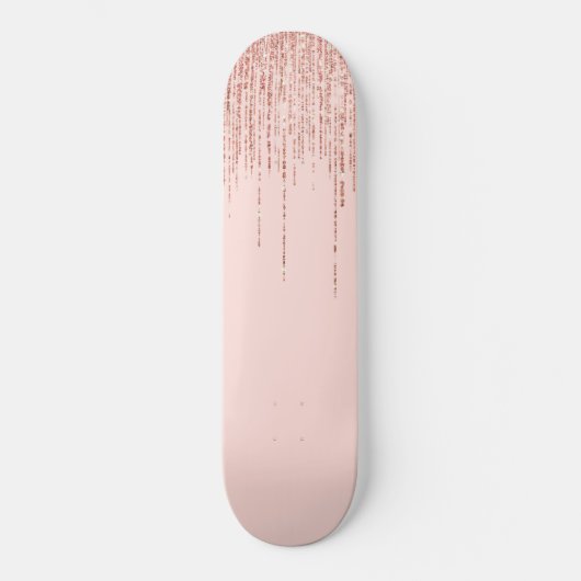 Luxuriöse Pink Rose Gold Funkelnd Glitzer Fringe Skateboard (Vorderseite)