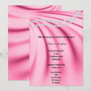 LUXURIÖSE PINK SATIN PEARL ELEGANT WEDD EINLADUNG
