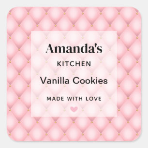 Luxuriöse Pink Tufed Diamond Muster Küche Quadratischer Aufkleber