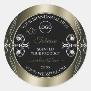 Luxuriöse Platinum Black Product Labels mit Logo Runder Aufkleber