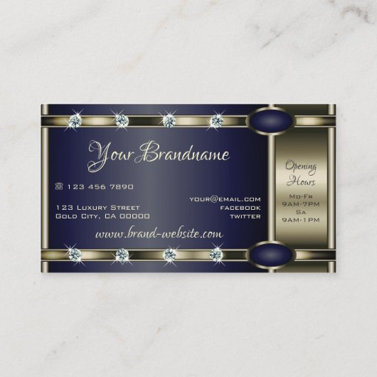 Luxuriöse Platinum- und Blautöne mit Imitate Diamo Visitenkarte (Rückseite)