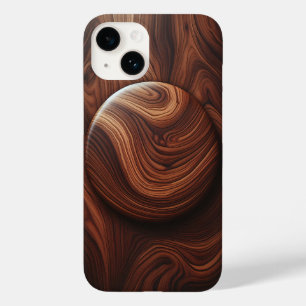 Luxuriöse polierte Walnuss-Holzmaserung abstrakter Case-Mate iPhone 14 Hülle