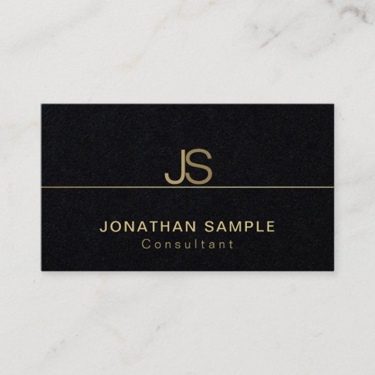 Luxuriöse Premium Black Elegant Monogram Modern Visitenkarte (Vorderseite)