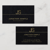 Luxuriöse Premium Black Elegant Monogram Modern Visitenkarte (Vorne/Hinten)