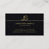 Luxuriöse Premium Black Elegant Monogram Modern Visitenkarte (Rückseite)