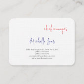 Luxuriöse Premium Linen Blue Red White Schlicht Cl Visitenkarte (Vorderseite)