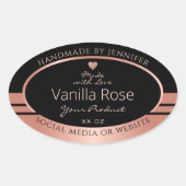 Luxuriöse Produktverpackung Etikett Schwarz und Ro Ovaler Aufkleber (Vorderseite)