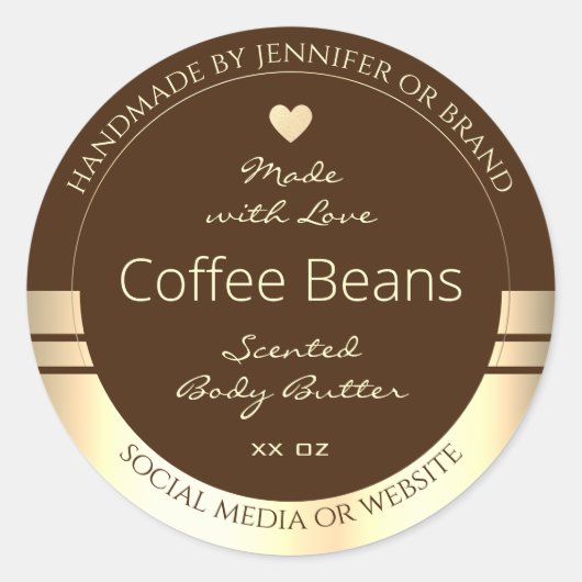 Luxuriöse Produktverpackungsmarken Dunkelbraun & G Runder Aufkleber (Vorderseite)