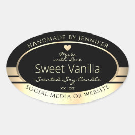 Luxuriöse Produktverpackungsmarken Schwarz und Gol Ovaler Aufkleber