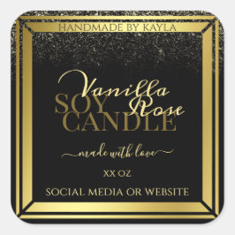 Luxuriöse Produktverpackungsmarken Schwarz und Gol Quadratischer Aufkleber