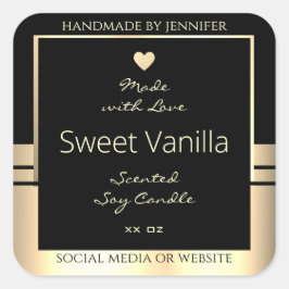 Luxuriöse Produktverpackungsmarken Schwarz und Gol Quadratischer Aufkleber