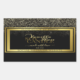 Luxuriöse Produktverpackungsmarken Schwarz und Gol Rechteckiger Aufkleber