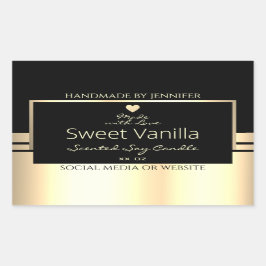 Luxuriöse Produktverpackungsmarken Schwarz und Gol Rechteckiger Aufkleber