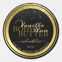 Luxuriöse Produktverpackungsmarken Schwarz und Gol Runder Aufkleber