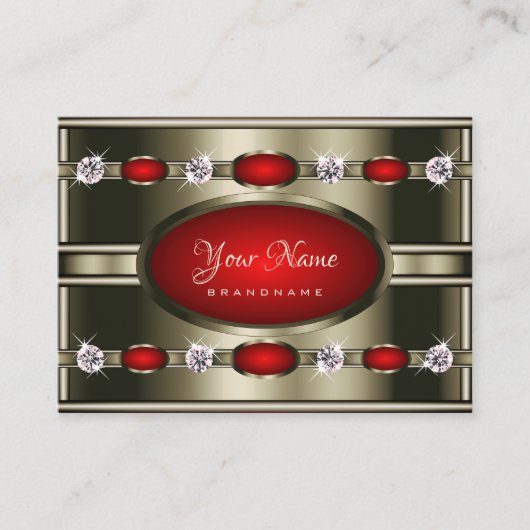 Luxuriöse Red Shimmery Metal Optics mit Rhinestone Visitenkarte (Vorderseite)