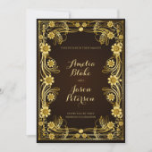 Luxuriöse Regal Gold Frame Wedding Einladung (Vorderseite)