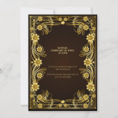 Luxuriöse Regal Gold Frame Wedding Einladung (Rückseite)