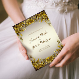 Luxuriöse Regal Gold Rahmen auf gebrochenem Weiß H Einladung