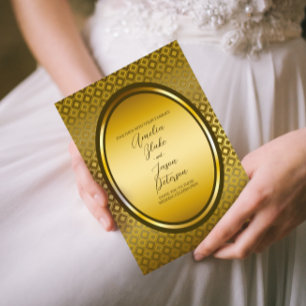 Luxuriöse Regal Oval Gold Frame Wedding Einladung