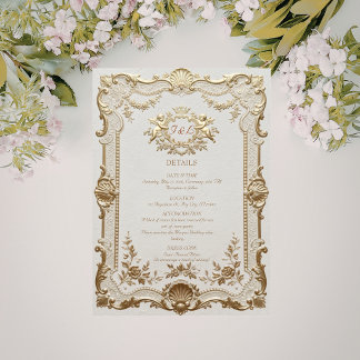 Luxuriöse Rokoko-Elegante französische Hochzeit mi Begleitkarte