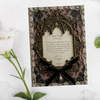 Luxuriöse Rokoko-Victorian-Spitze-Gotik-Hochzeit Dankeskarte