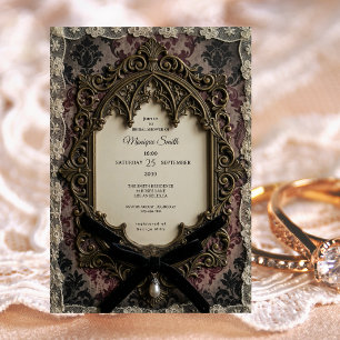 Luxuriöse Rokoko-Victorian-Spitze Vintage-Brautpar Einladung