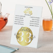 Luxuriöse Romantik Blüh Wedding Gold Tischnummer Sockelschild (In Situ)