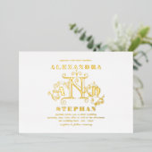 Luxuriöse romantische Blüh Calligraphy Wedding Gol Folieneinladung (Stehend vorne)
