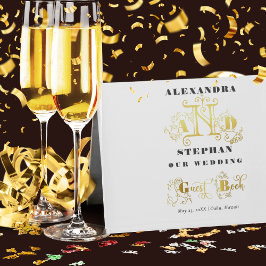 Luxuriöse romantische Blüh Calligraphy Wedding Gol Gästebuch