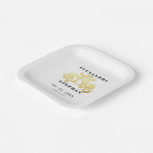 Luxuriöse romantische Blüh Calligraphy Wedding Gol Pappteller (Gewinkelt)