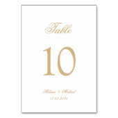 Luxuriöse romantische Goldskriptkalligrafie Hochze Tischnummer (Rückseite)