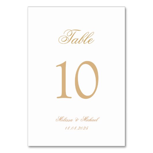 Luxuriöse romantische Goldskriptkalligrafie Hochze Tischnummer (Rückseite)
