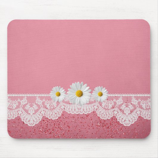 Luxuriöse Romantische Pink Lace Mousepad (Vorne)