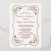 Luxuriöse rosa Blume Rose Gold Frame Brautparty Folieneinladung (Vorderseite)