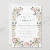 Luxuriöse Rosa Blumen Bridal Dusche Einladung (Vorderseite)