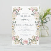 Luxuriöse Rosa Blumen Bridal Dusche Einladung (Stehend Vorderseite)