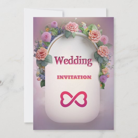 Luxuriöse rosa Blumenzitat Einladung (Vorderseite)