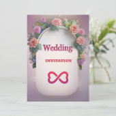 Luxuriöse rosa Blumenzitat Einladung (Stehend Vorderseite)