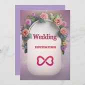 Luxuriöse rosa Blumenzitat Einladung (Vorne/Hinten)