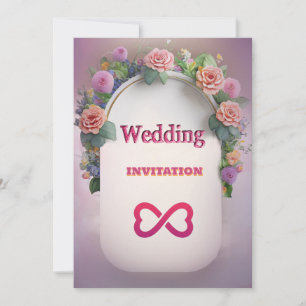 Luxuriöse rosa Blumenzitat Einladung