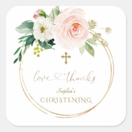 Luxuriöse Rosa Blush Blues Weißes Kreuz Christenin Quadratischer Aufkleber