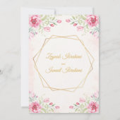 Luxuriöse rosa florale Gold islamische Hochzeit in Einladung (Rückseite)