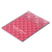 Luxuriöse rosa gequiltete moderne Glitzer Tropfen  Notizblock (Linke Seite)