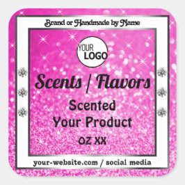 Luxuriöse, rosa, glänzende Glitzer-Produktmarken L Quadratischer Aufkleber